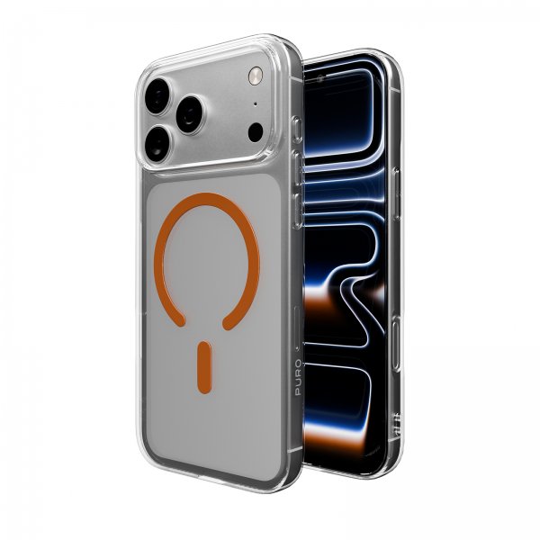 Puro iPhone 17 Pro Lite Mag läpinäkyvä oranssi kuori