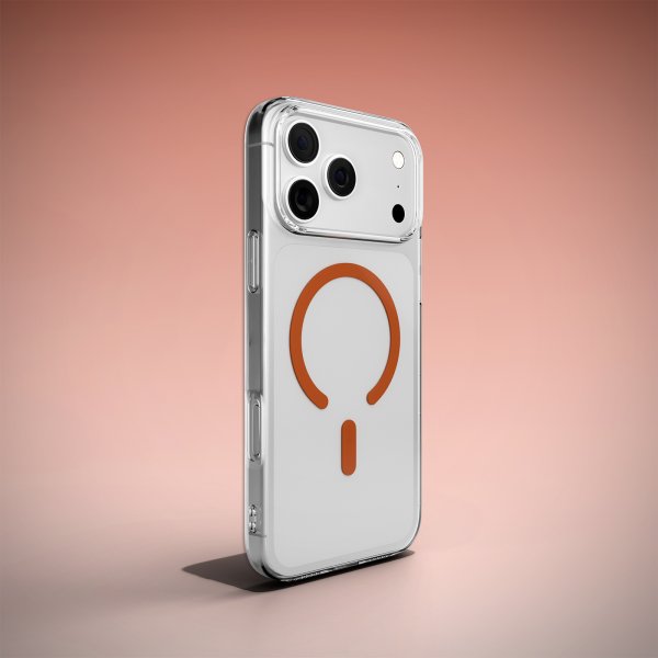 Puro iPhone 17 Pro Lite Mag läpinäkyvä oranssi kuori