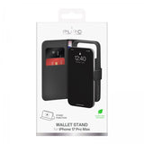 Puro iPhone 17 Pro Max -lompakkokotelo, jalusta, musta