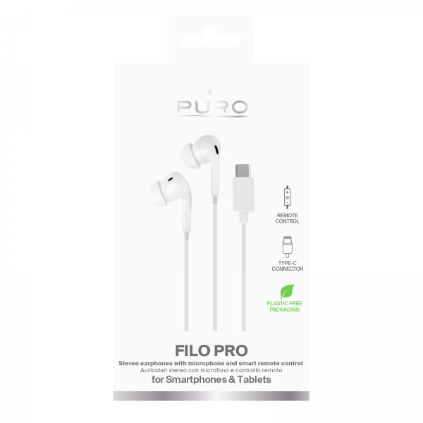 Puro langalliset Filo Pro USB-C -kuulokkeet, valkoinen
