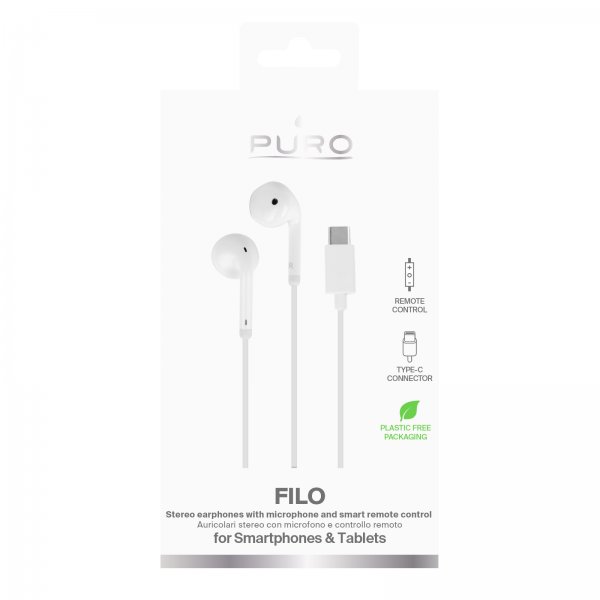Puro langalliset Filo USB-C -kuulokkeet, valkoinen