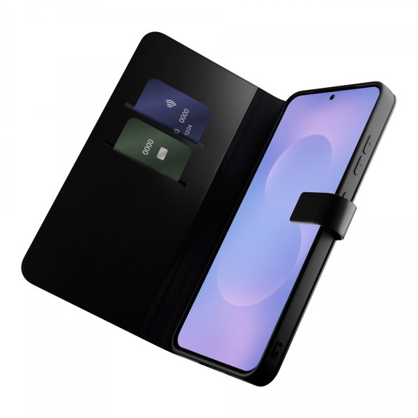 Puro Samsung Galaxy S26 Plus Kotelo Lompakko Jalusta Musta