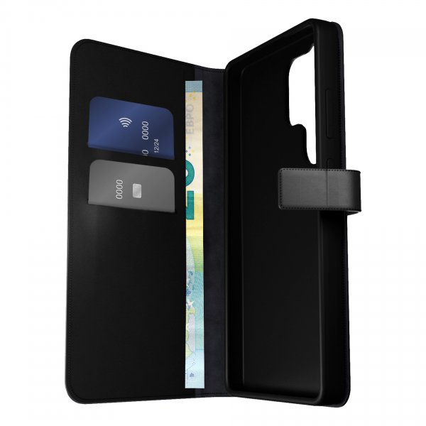 Puro Samsung Galaxy S26 Ultra -suojakotelo, lompakko, jalusta, musta
