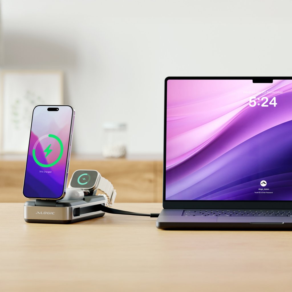 Alogic Powerbank Roam 21 000mAh 6-in-1 Qi2 100W USB-C Musta