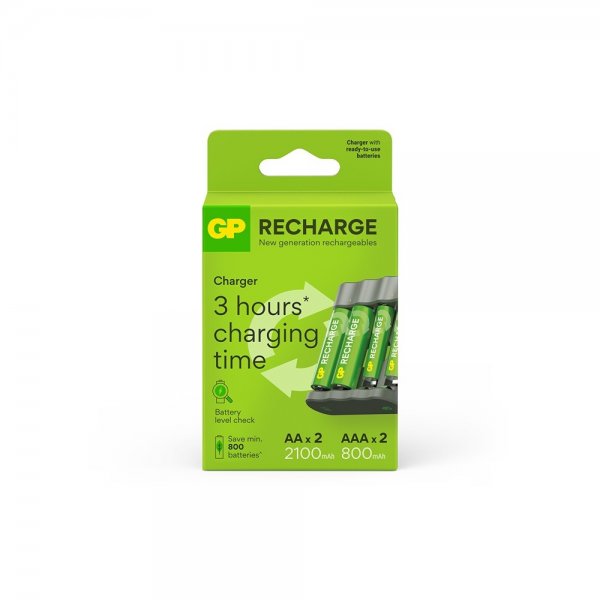 GP Recharge akkulaturi AA- ja AAA-paristoilla