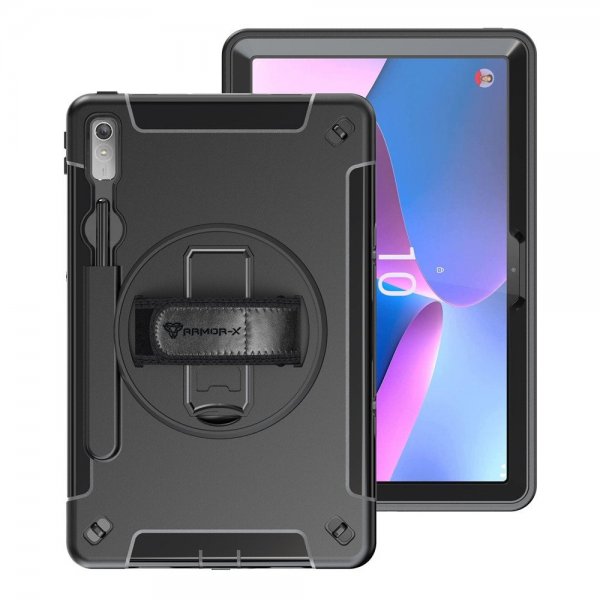 Armor-X Lenovo Tab P11 Pro (2. sukupolvi) TB132 TB138 Kuori Sateenkestävä Kestävä Kotelo Käsihihna Jalusta