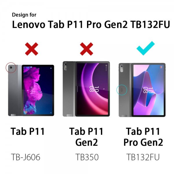 Armor-X Lenovo Tab P11 Pro (2. sukupolvi) TB132 TB138 Kuori Sateenkestävä Kestävä Kotelo Käsihihna Jalusta
