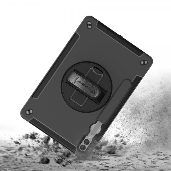 Armor-X Samsung Galaxy Tab S9 FE Plus -suojakuori, vedenpitävä, iskunkestävä, käsihihna, jalusta