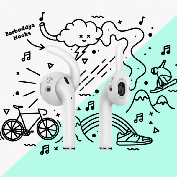 KeyBudz EarBuddyz -korvakoukut AirPodeille ja EarPodeille, valkoinen