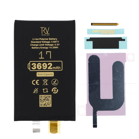 Rvelon Akku iPhone 17 -puhelimelle, 3692mAh, ilman flex-kaapelia