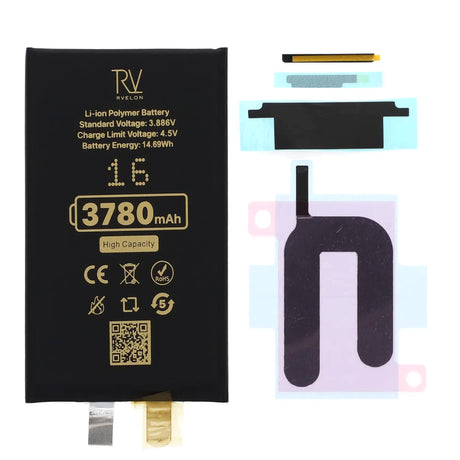 Rvelon Akku iPhone 16 -puhelimeen 3700mAh ilman lattakaapelia