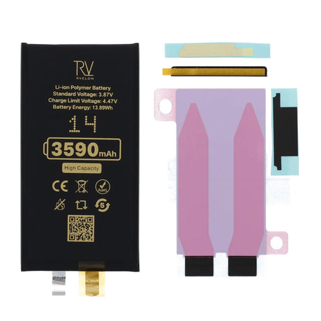 Rvelon Akku iPhone 14 -puhelimeen 3590mAh ilman lattakaapelia