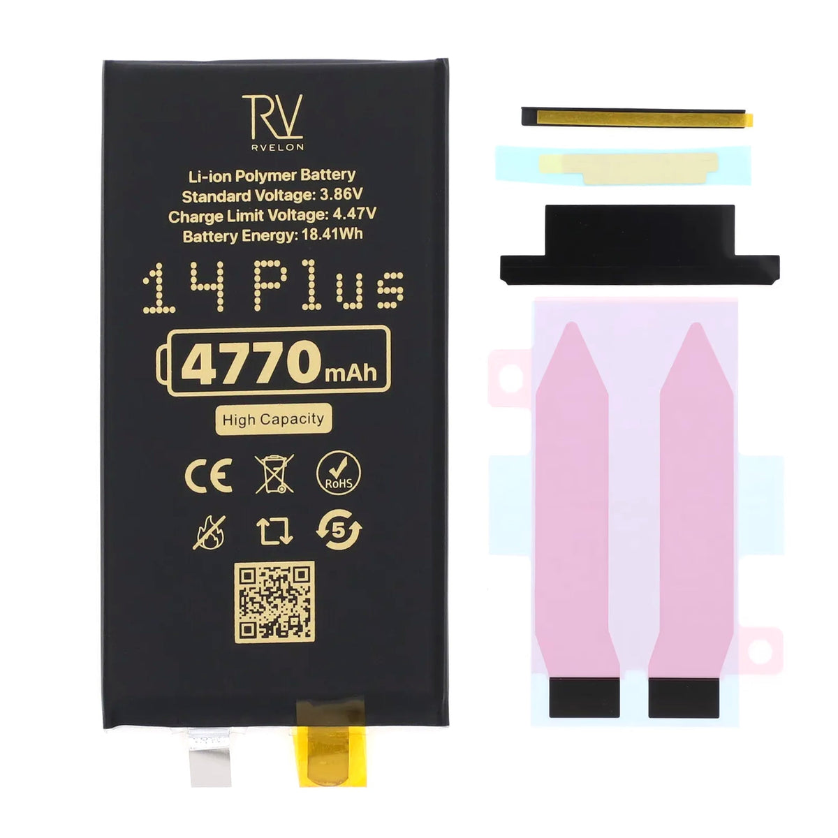 Rvelon Akku iPhone 14 Plus -puhelimeen 4770mAh ilman lattakaapelia