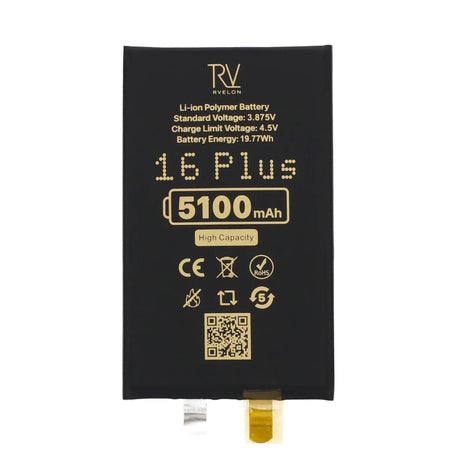 Rvelon Akku iPhone 16 Plus -puhelimeen 5100mAh ilman lattakaapelia