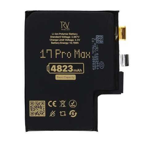 Rvelon Akku iPhone 17 Pro Max -puhelimelle, 4823mAh, ilman flex-kaapelia