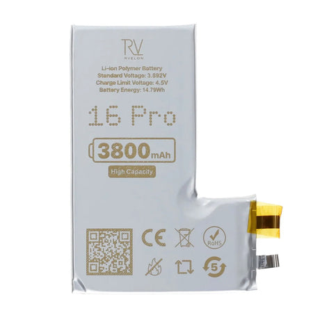 Rvelon Akku iPhone 16 Pro -puhelimelle, 3800mAh, ilman flex-kaapelia