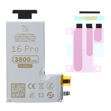 Rvelon Akku iPhone 16 Pro -puhelimelle, 3800mAh, ilman flex-kaapelia