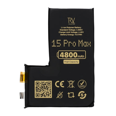 Rvelon Akku iPhone 15 Pro Max -puhelimeen 4800mAh ilman lattakaapelia