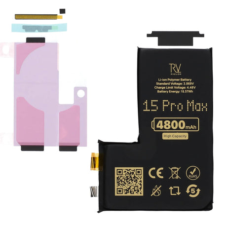 Rvelon Akku iPhone 15 Pro Max -puhelimeen 4800mAh ilman lattakaapelia