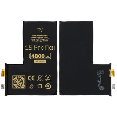 Rvelon Akku iPhone 15 Pro Max -puhelimeen 4800mAh ilman lattakaapelia