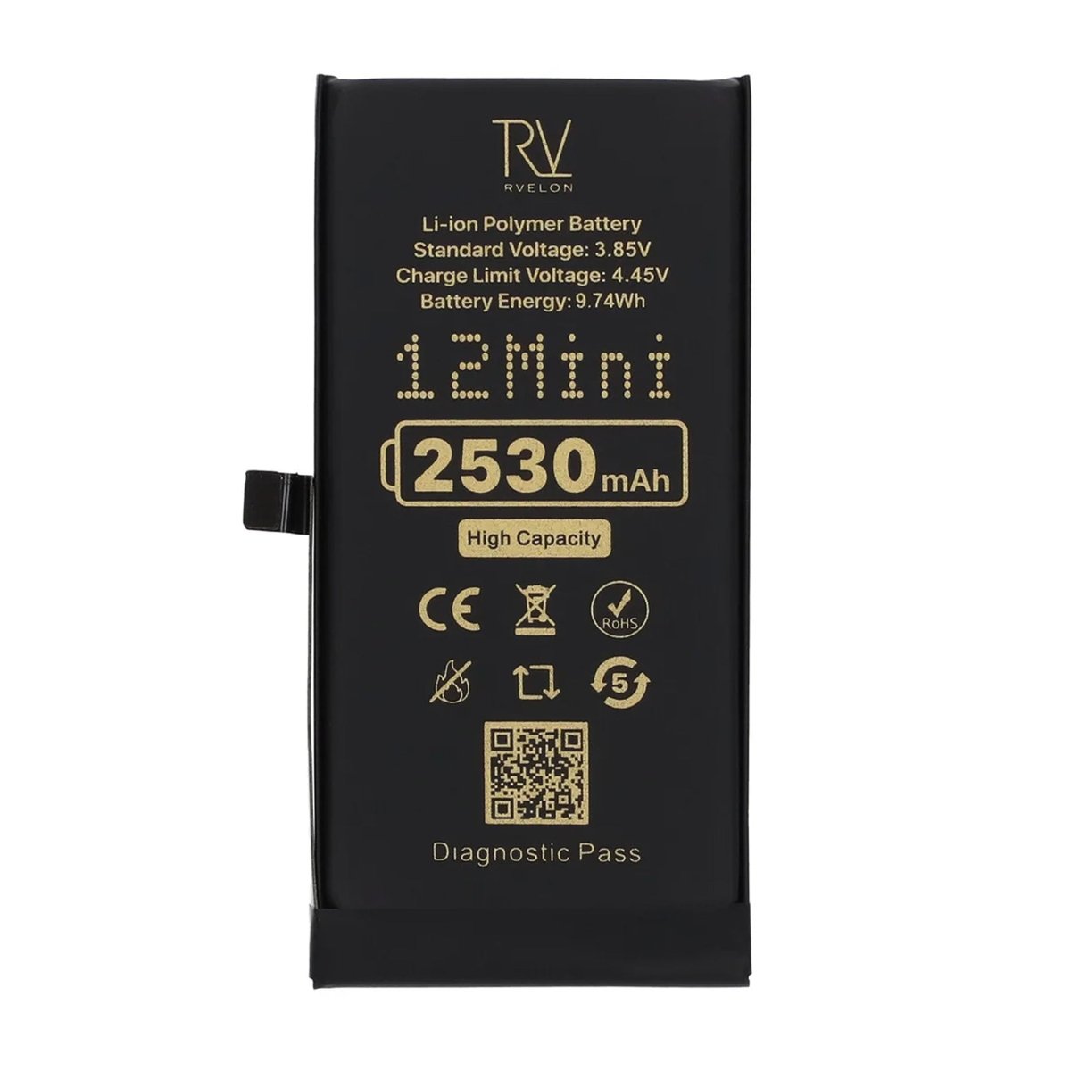 Rvelon Akku iPhone 12 Minille – 2530 mAh Suuri kapasiteetti