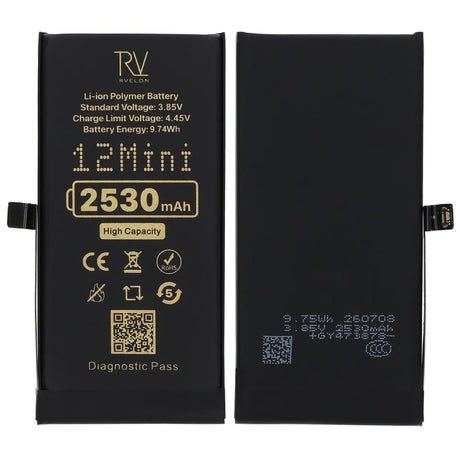 Rvelon Akku iPhone 12 Minille – 2530 mAh Suuri kapasiteetti