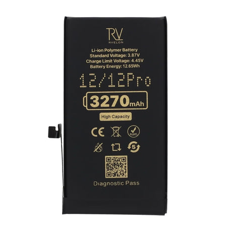 Rvelon Akku iPhone 12:lle ja iPhone 12 Prolle – 3270 mAh Suuri kapasiteetti