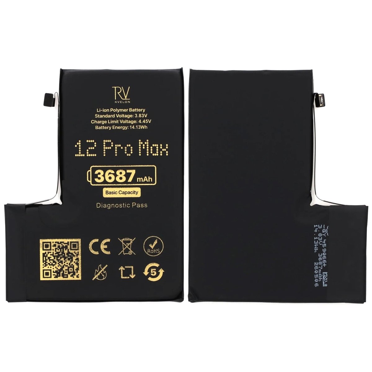 Rvelon Akku iPhone 12 Pro Maxille – 3687 mAh Alkuperäinen kapasiteetti