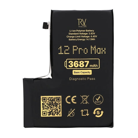Rvelon Akku iPhone 12 Pro Maxille – 3687 mAh Alkuperäinen kapasiteetti