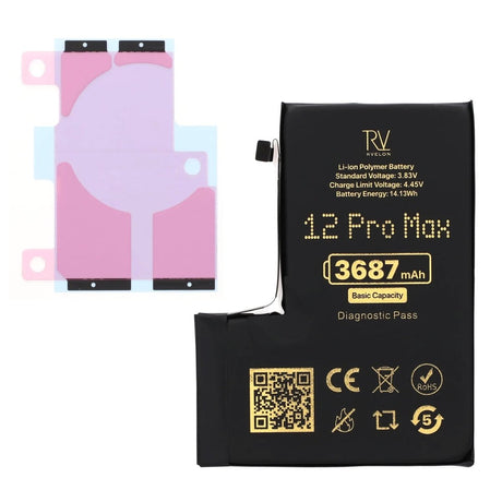 Rvelon Akku iPhone 12 Pro Maxille – 3687 mAh Alkuperäinen kapasiteetti