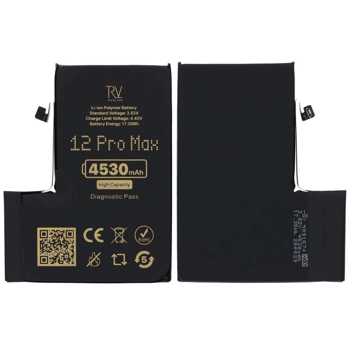 Rvelon Akku iPhone 12 Pro Maxille – 4530 mAh Suuri kapasiteetti