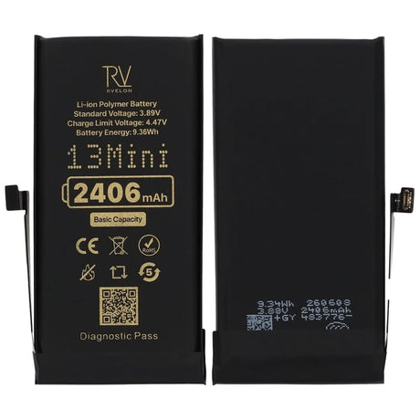 Rvelon Akku iPhone 13 Minille – 2406 mAh:n alkuperäinen kapasiteetti