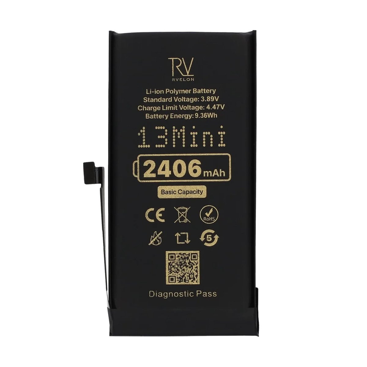 Rvelon Akku iPhone 13 Minille – 2406 mAh:n alkuperäinen kapasiteetti