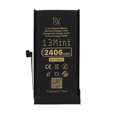 Rvelon Akku iPhone 13 Minille – 2406 mAh:n alkuperäinen kapasiteetti
