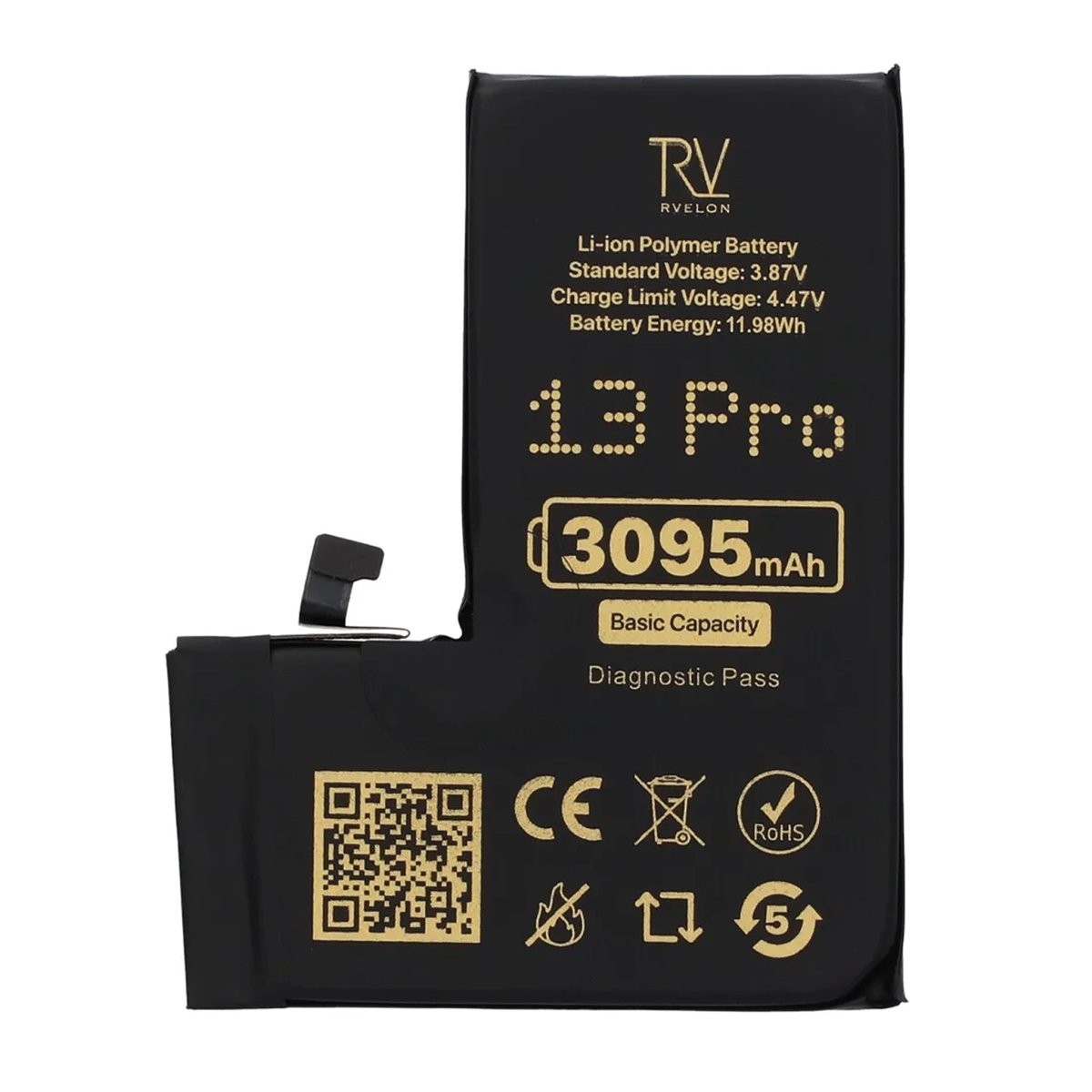 Rvelon Akku iPhone 13 Prolle – 3095 mAh:n alkuperäinen kapasiteetti
