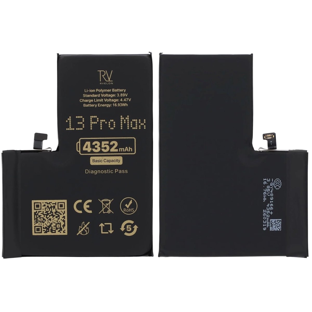 Rvelon Akku iPhone 13 Pro Maxille – 4352 mAh:n alkuperäinen kapasiteetti