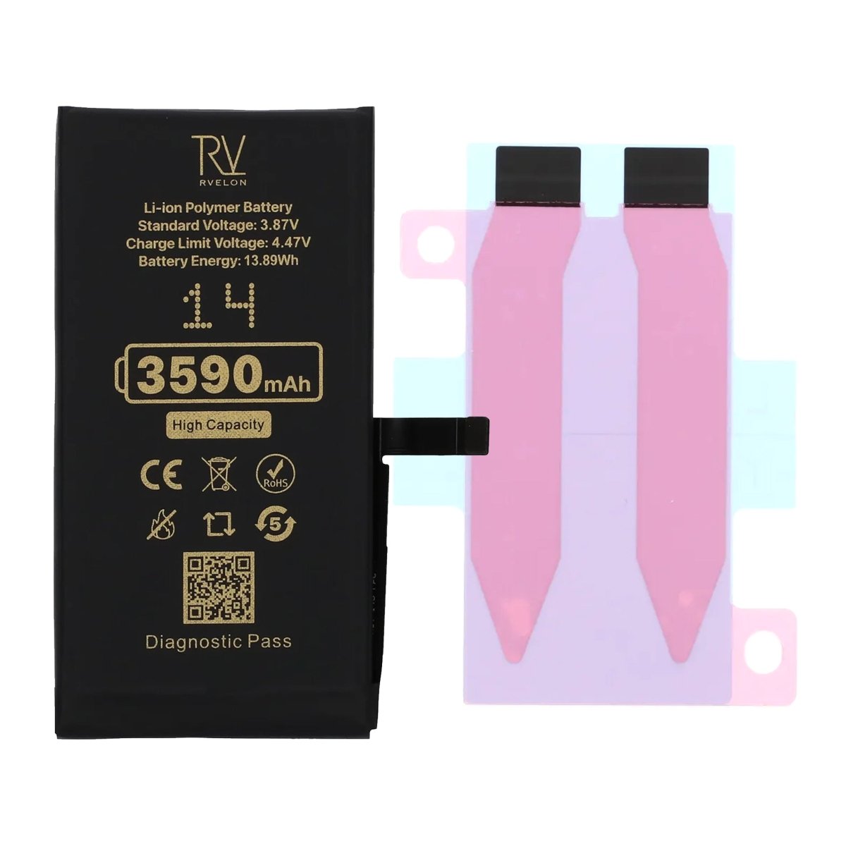 Rvelon Akku iPhone 14:lle – 3590 mAh:n suurikapasiteettinen