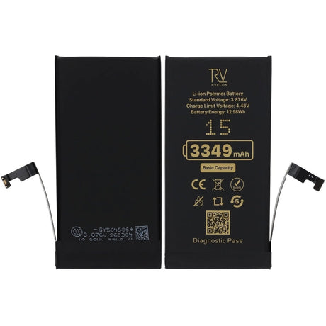 Rvelon Akku iPhone 15 - 3349 mAh Alkuperäinen kapasiteetti