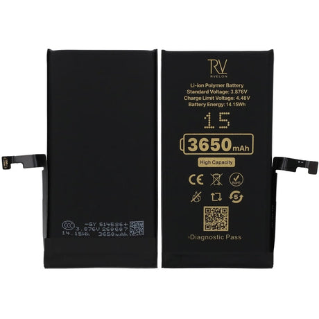 Rvelon Akku iPhone 15 - 3650 mAh Suuri kapasiteetti