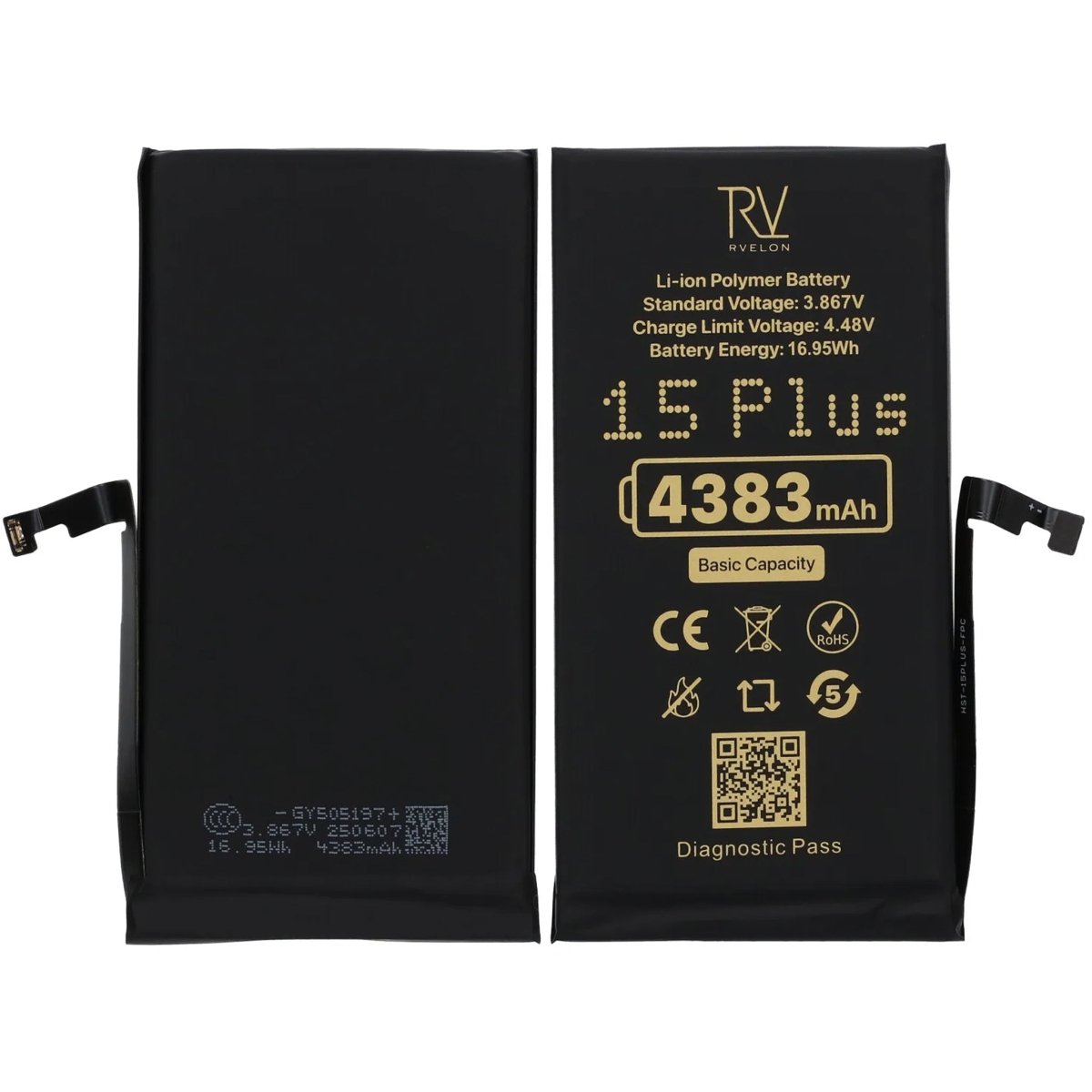 Rvelon Akku iPhone 15 Plus - 4383 mAh Alkuperäinen kapasiteetti