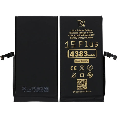 Rvelon Akku iPhone 15 Plus - 4383 mAh Alkuperäinen kapasiteetti