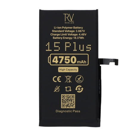 Rvelon Akku iPhone 15 Plus - 4750 mAh Suuri kapasiteetti