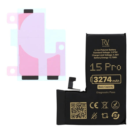 Rvelon Akku iPhone 15 Pro - 3274 mAh Alkuperäinen kapasiteetti
