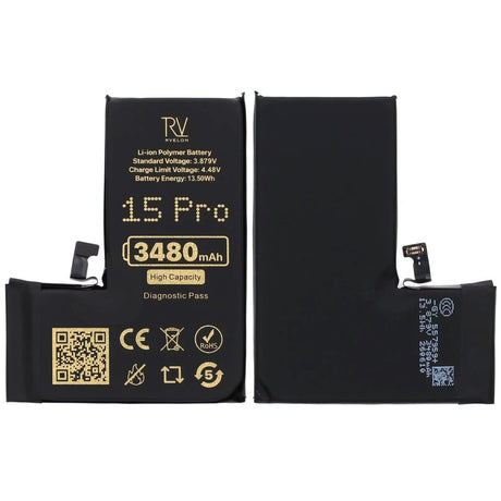 Rvelon Akku iPhone 15 Pro - 3480 mAh Suuri kapasiteetti
