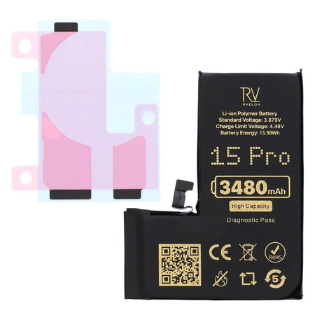 Rvelon Akku iPhone 15 Pro - 3480 mAh Suuri kapasiteetti