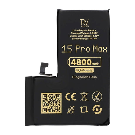 Rvelon Akku iPhone 15 Pro Max - 4800 mAh Suuri kapasiteetti