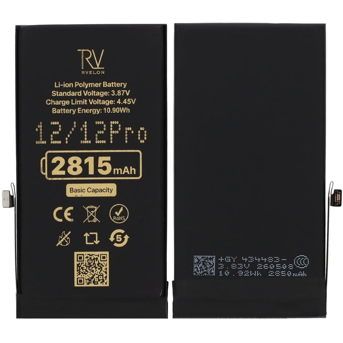 Rvelon Premium-akku iPhone 12/12 Pro -puhelimelle – 2815mAh