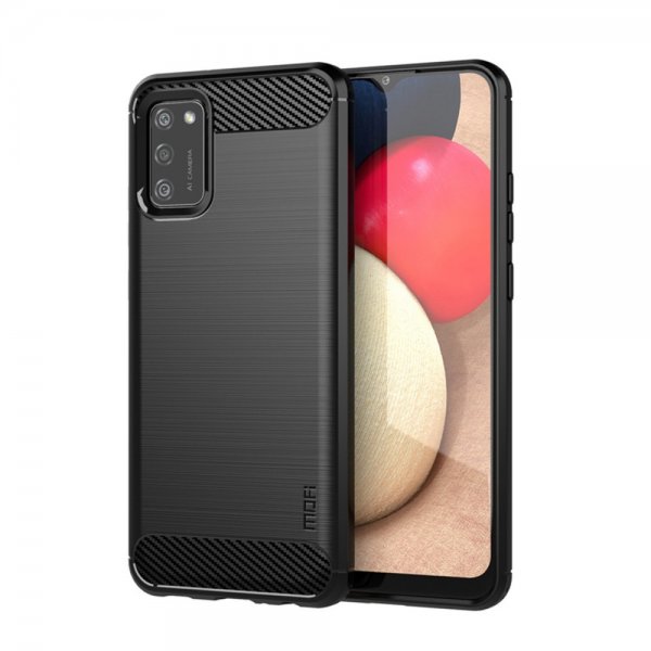 Mofi Samsung Galaxy A02s -suojakotelo, harjattua hiilikuitua, musta
