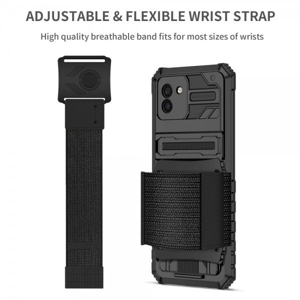 Samsung Galaxy A03 -kuoret mustalla kädensijalla