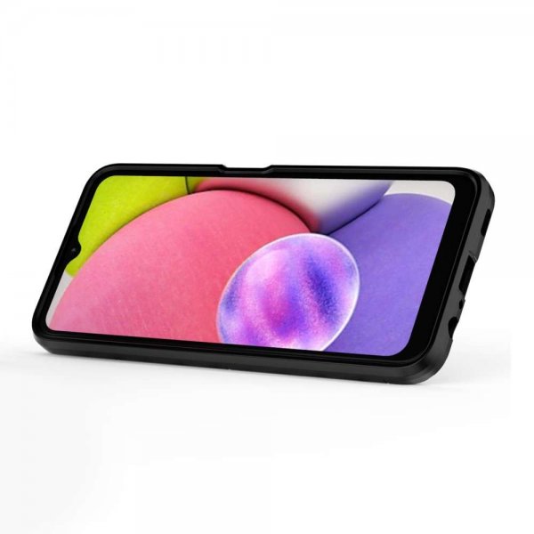 Samsung Galaxy A03s -suojakotelo rengaspidikkeellä, musta